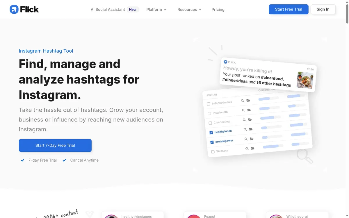Screenshot of the official product page for Flick