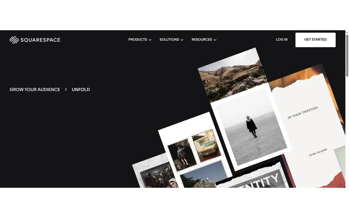 Screenshot of the official product page for Unfold