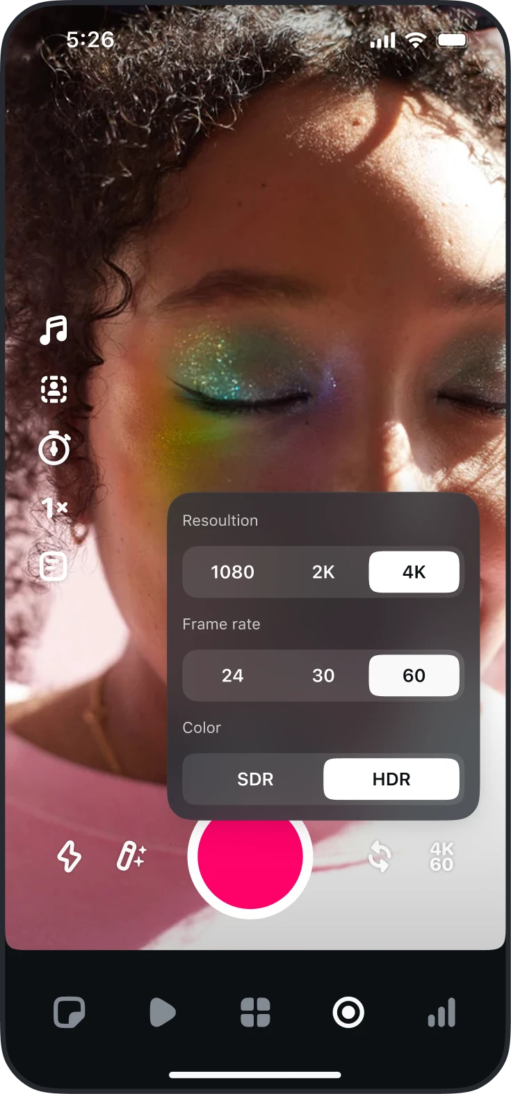 Instagram Edits camera controls for recording a high-quality Reel
